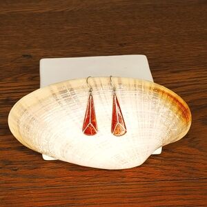 Silver with Spiny Oyster Shell Earrings